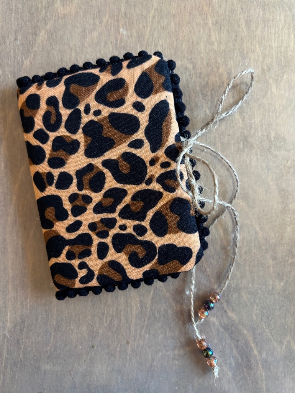 Handmade Leopard Mini Journal with Tie Strings 4.75x3.5